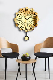 Wallity Reloj de pared decorativo dorado